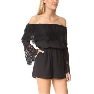 BB Dakota Womens Cavell Black Lace Romper Size XS